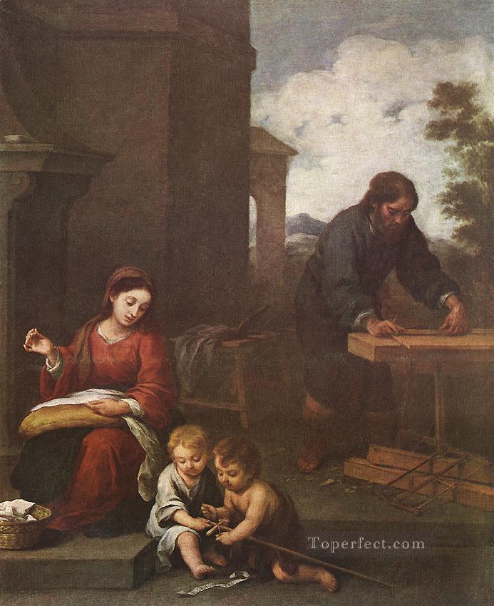 聖家族と幼児聖ヨハネ スペイン・バロック様式 バルトロメ・エステバン・ムリーリョ油絵